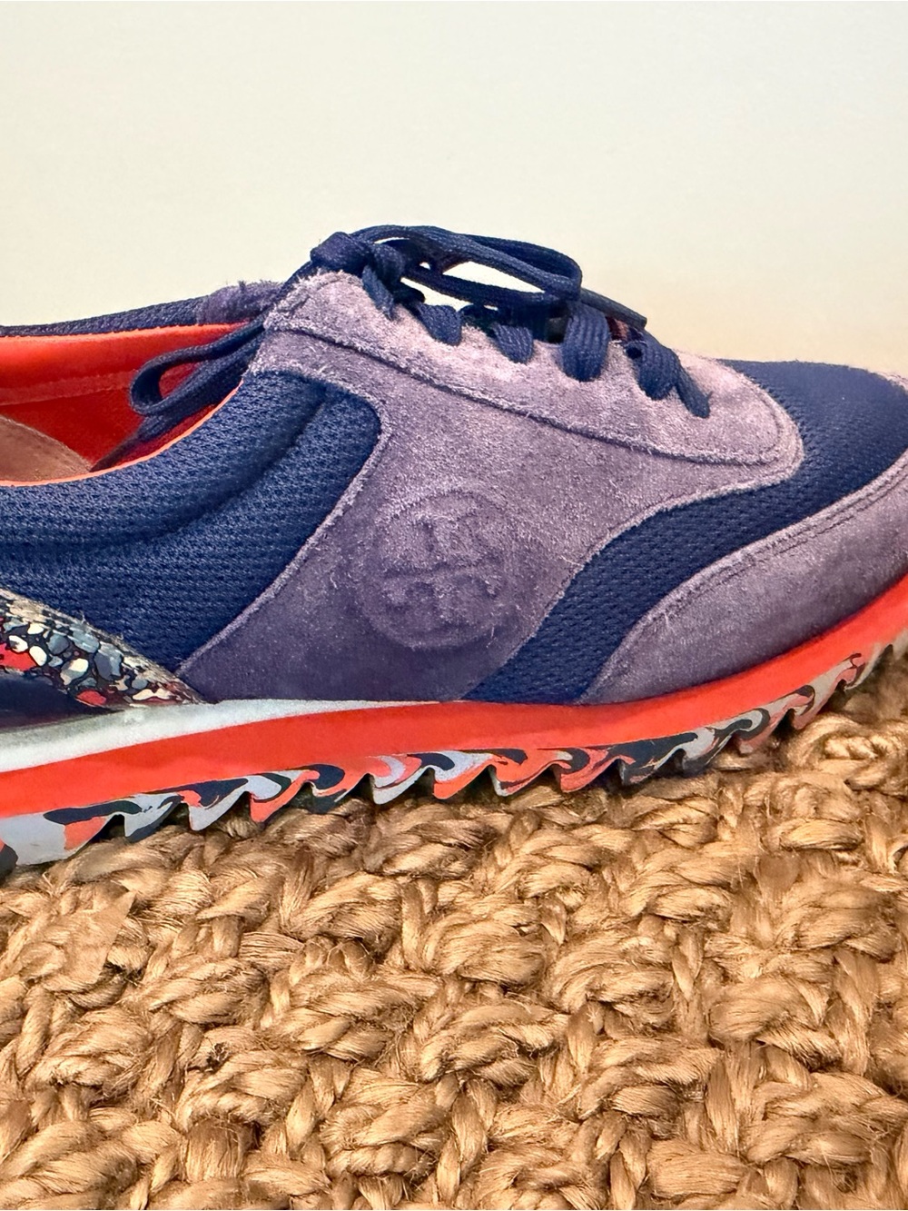Women's Purple & Orange Suede Mesh Sneakers. Tory Burch $239 - Picture 7 of 8